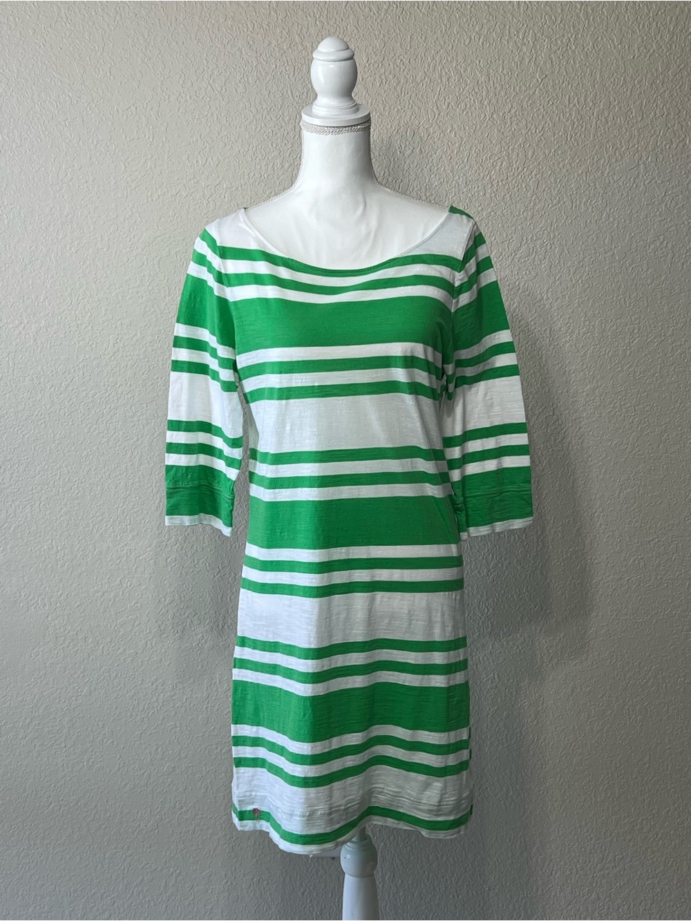 Lilly Pulitzer Knit Dress Women's Size XL Green White Striped Cassie Mini Preppy